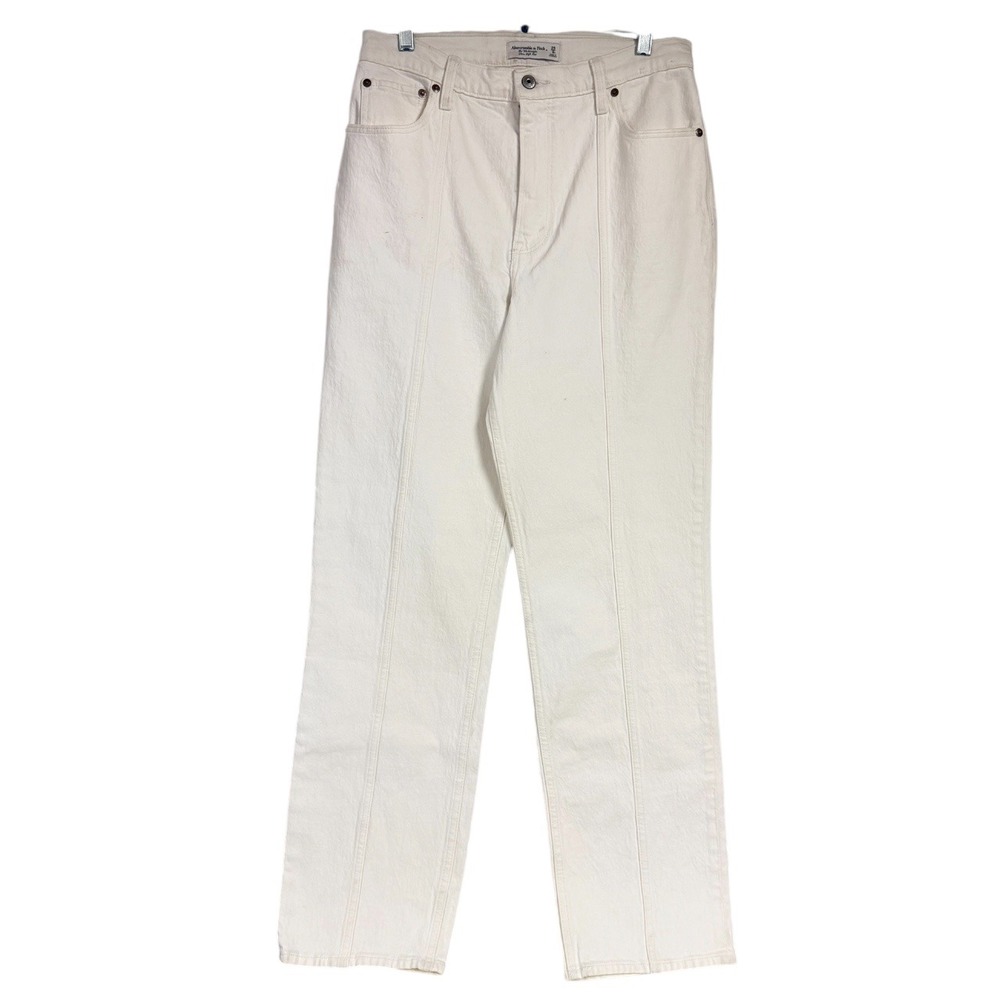 Abercrombie & Fitch 90s Straight Ultra High Rise Seam Detail Jeans Cream 29 8R
